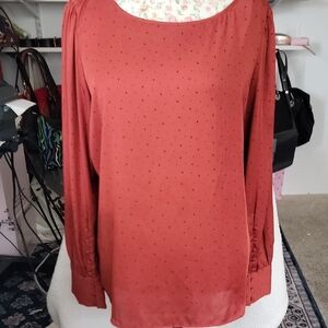 Express Terracotta Blouse with Dotted Design Size L